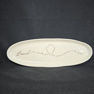 Chefs French Farmhouse Oval Bread Baguette Platter Plate Tray Minimalist Script